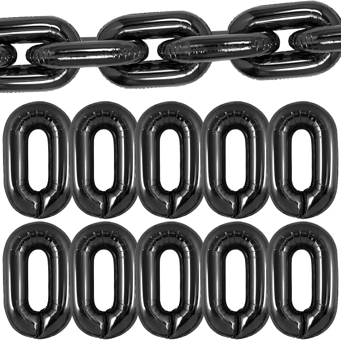 24 Pcs Chain Balloons, Giant Black Chain Balloons Garland, 16 inch Foil Chain by YOTHORN