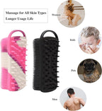2 PC Silicone Body Scrubber, 2 in 1 Exfoliating Shower Bath Scrubber, Soft Silicone Loofah for Sensitive Skin, Shower Hair Scalp Massager, Easy to Clean, Lather Well (Black&Purple)