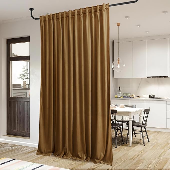 Gold Brown Velvet Curtains 120 Inches Fall Decor - Image 2