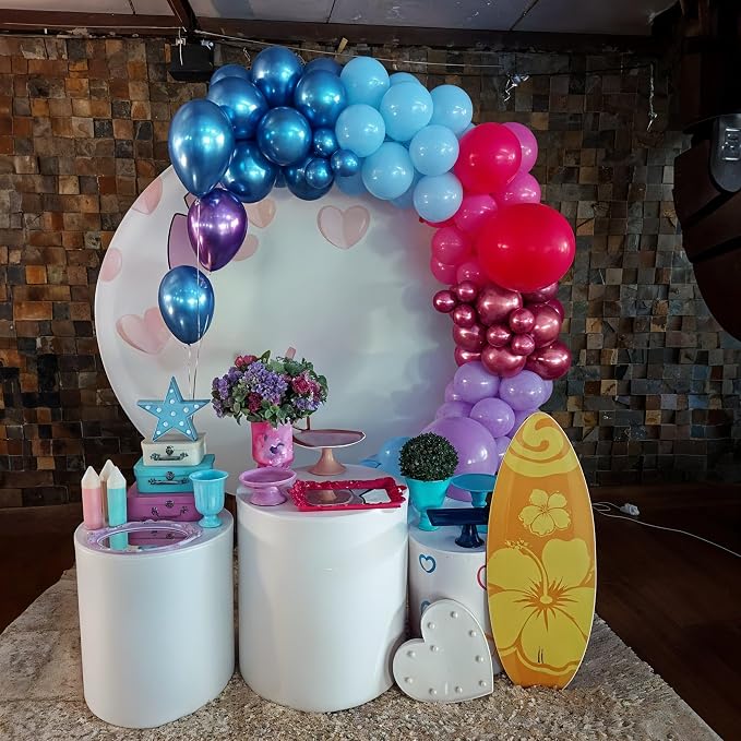 Pink and Blue Balloons, 12 Inch Macaron and Metallic Blue Pink Party Balloons - Image 7