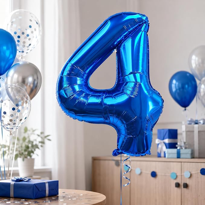 Navy Blue Number 4 Balloons 40 Inch Giant Number Dark Blue 4 Foil Mylar Balloons - Image 5