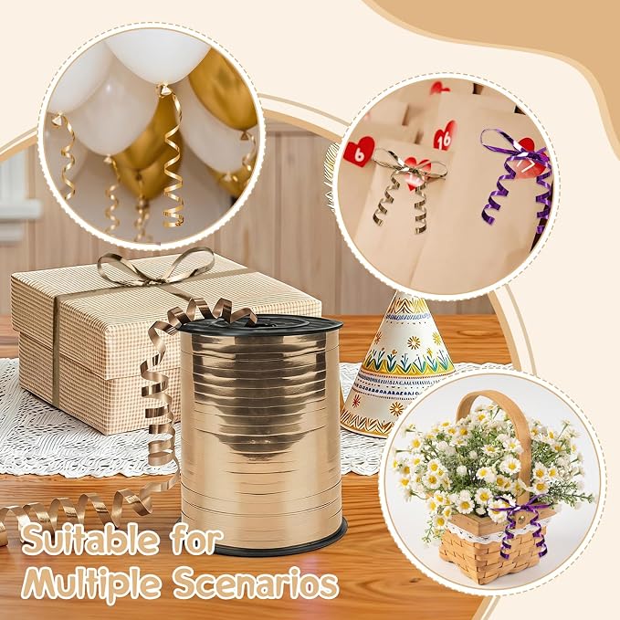 500 Yards Curling Ribbon，Shiny Champagne Balloon String Ribbon，for Gift - Image 5