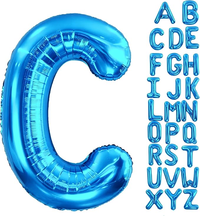 Letter C Balloon 40 Inch Blue, Giant Alphabet Foil Balloon, Big Mylar Party by Aeniaza