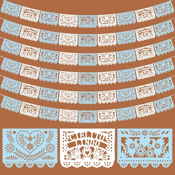 TaoBary 6 Pcs Papel Picado Mexican Wedding Cielito Lindo Party Decor 118 Feet by TaoBary
