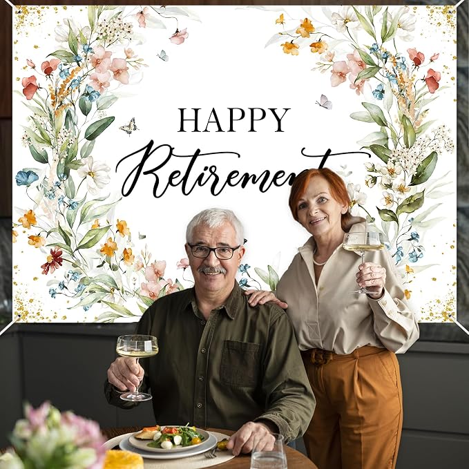 Avezano Happy Retirement Banner Wildflower Themed Happy Retirement Party - Image 6