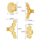 4PCS Gold Seashell Metal Claw Clips, Large Heavy Duty Hair Clips for Thick Hair, Beachy Bling Hair Accessories for Women & Girls