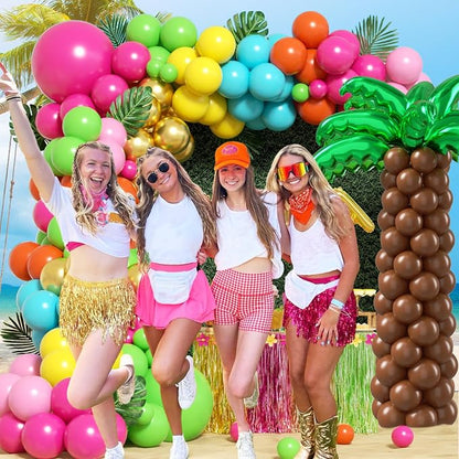 176pcs Tropical Luau Balloon Arch Kit in Pink Green Gold Orange Teal Yellow | - Image 7