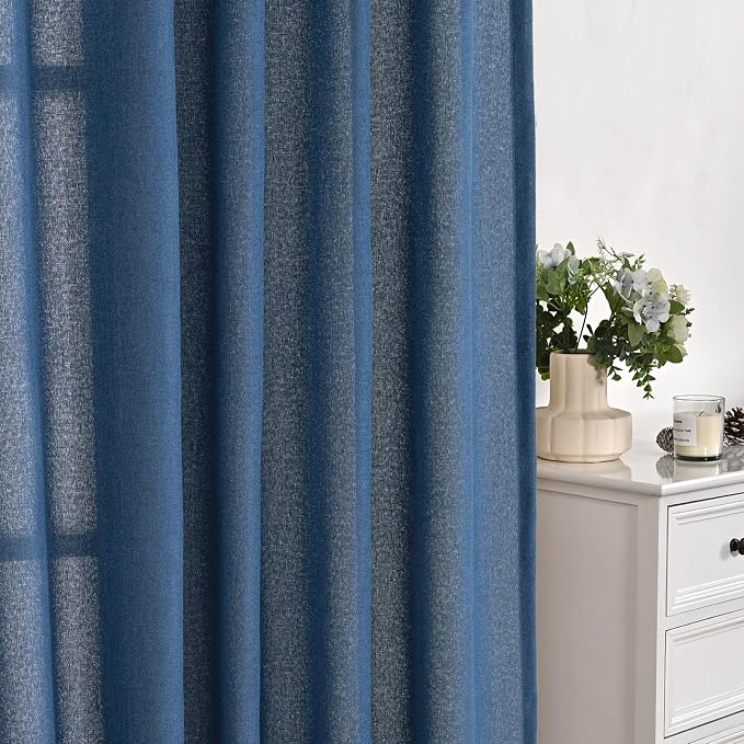 YoungsTex Navy Blue Linen Curtains 72 Inch Length - Image 7