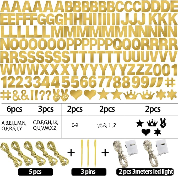 167Pcs DIY Glitter Customizable Banner Kit Custom Banner Happy Birthday Letter - Image 3