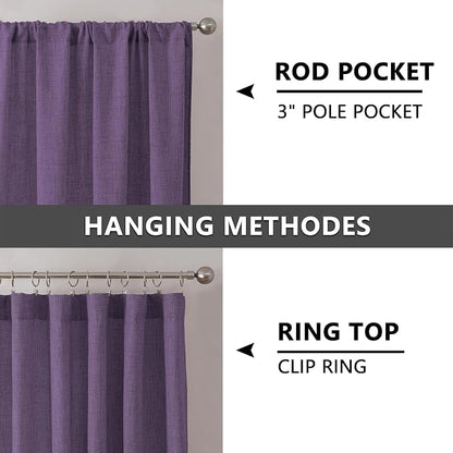 Tollpiz Linen Curtains Living Room Rod Pocket Semi Sheer Curtain Burlap Light - Image 5