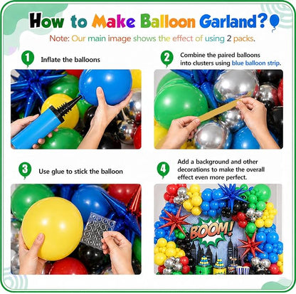 137PCS Red Blue Yellow Green Black Balloon Arch Garland Kit | Colorful Latex - Image 3