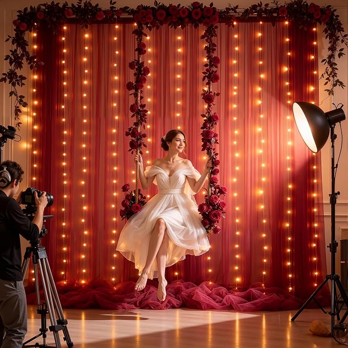 20x10ft Burgundy Tulle Backdrop Curtain - Image 3