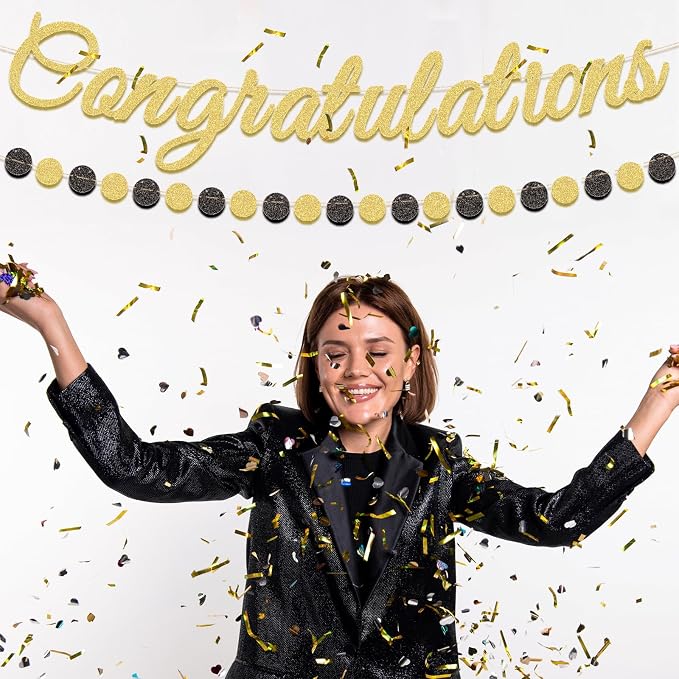 Gold Glitter Congratulations Banner - Image 5