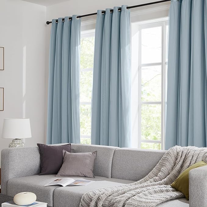 100% Blackout Curtains for Bedroom, Double Layer Blue Curtains, Room Darkening - Image 9