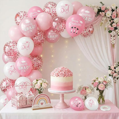 Pink Graduation Balloons, 12 Inch Pink and Rose Gold Printed 2026, You DID IT - Image 5