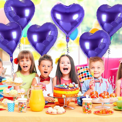 12 Pcs Purple Heart Balloons, 18 Inch Heart Foil Balloons Love Balloon - Image 6