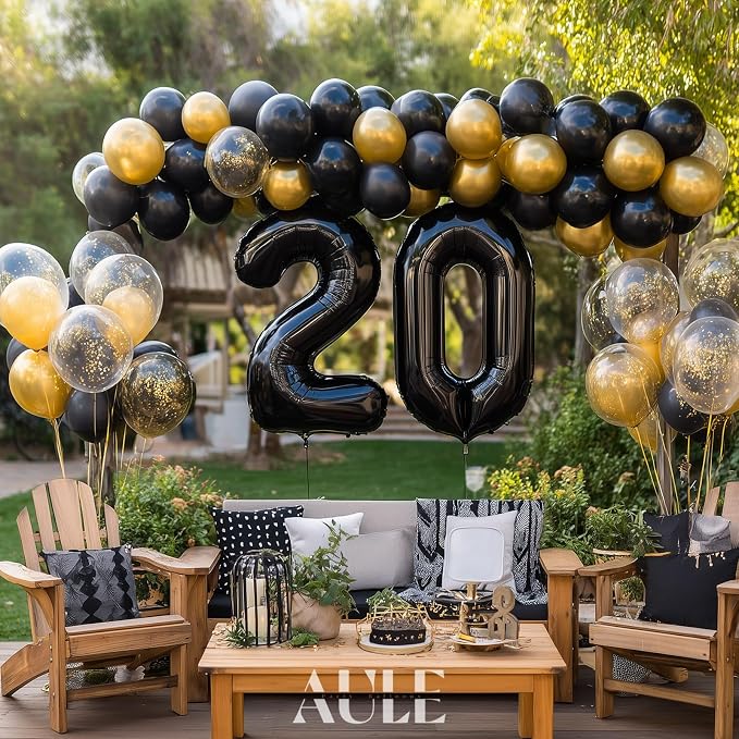 AULE 40 Inch Black Number Balloon 20 Foil 0-9 Birthday Big Numbers | Birthday - Image 4