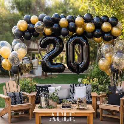 AULE 40 Inch Black Number Balloon 20 Foil 0-9 Birthday Big Numbers | Birthday - Image 4