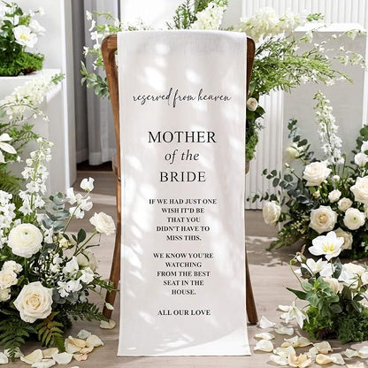 HunnmingRe Bride Mother Wedding Memorial Reserved Chair Sign Banner in Loving - Image 9