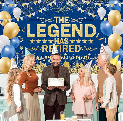 Blue Gold The Legend Has Retired Banner Backdrop Photography Background Hanging - Image 5
