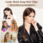WILLBOND 30 Pieces 3.1 Inch Large Metal Snap Hair Clips Nonslip Barrettes Women Hair Accessories (Brown)