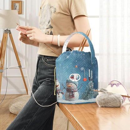 Yarn Bag Small Crochet Bag Drawstring Yarn Storage Organizer Knitting Project - Image 6