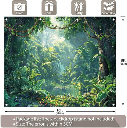 Fabric 10x8ft Jungle Forest Photography Backdrop Rainforest Banner | Tropical - Image 3
