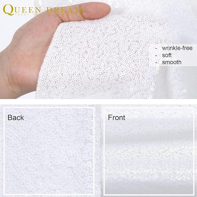White Sequin Backdrop Curtain 7ft x 7ft Party Backdrop - Image 7