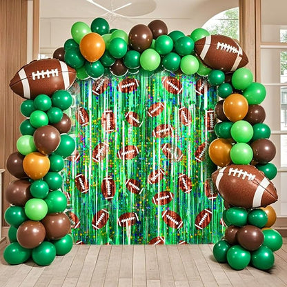 2 Packs Football Foil Fringe Curtain, Baby Shower, Super Bowl, Football Party - Image 3