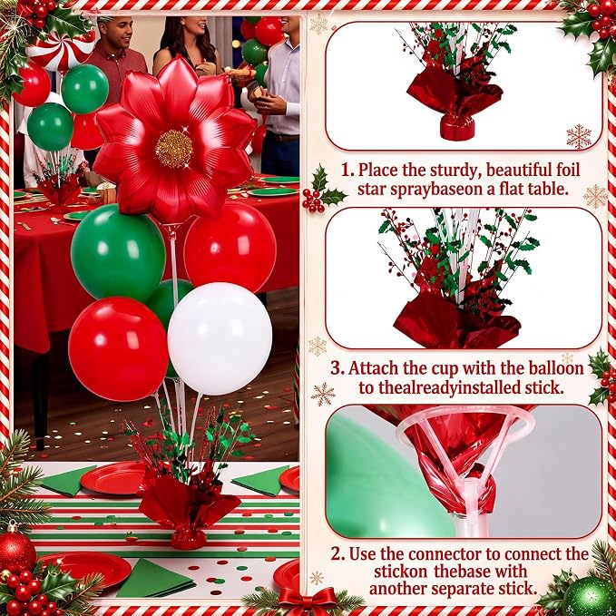 Civaner Christmas Party Balloons Stand Kit 6 Sets, and Green - Image 5