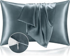 BEDELITE Satin Pillowcase with Zipper, Space Grey Pillow Cases Queen Size Set of 2, Super Soft and Cooling Similar to Silk Pillow Cases, Gift for Women Men(20x30 Inches)