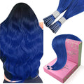 YoungSee I Tip Hair Extensions Human Hair Blue I Tips Hair Extension Blue 18 Inch Color Itips Extension Pre Bonded Remy Hair I-Tips Hair-Extensions Hold Well for Party 30s 25g