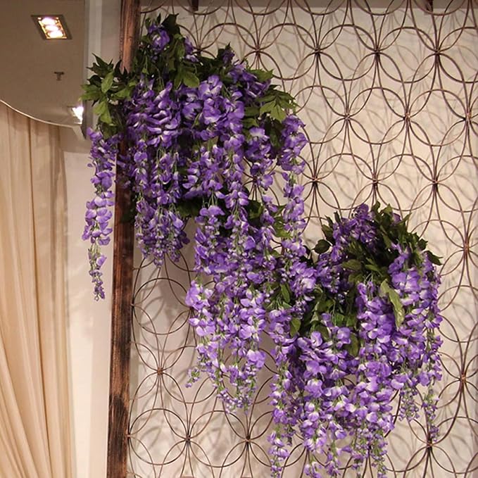 48pcs Artificial Wisteria Flowers 3.6 Feet/Piece Purple Dense Artificial Fake - Image 7