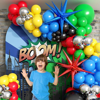137pcs Red Blue Yellow Green Black Balloon Arch Garland Kit - Image 6