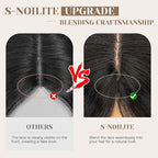 S-noilite Hair Toppers for Women Real Human Hair 3D 360° Cover Clip in 100% Real Human Hair Toppers 3″*4″ Clip in Silk Base 10 inch Jet Black