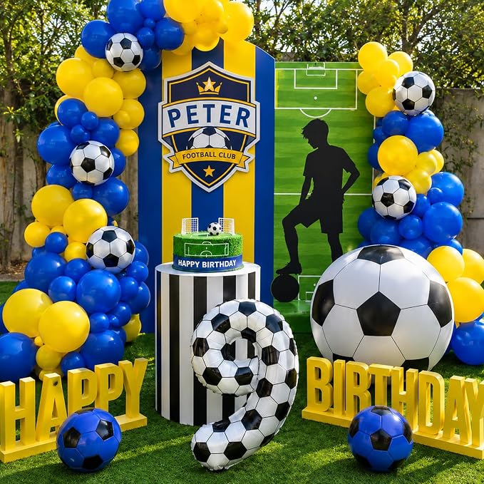 Big Soccer 9 Balloons, 9th Birthday Decorations - Image 5