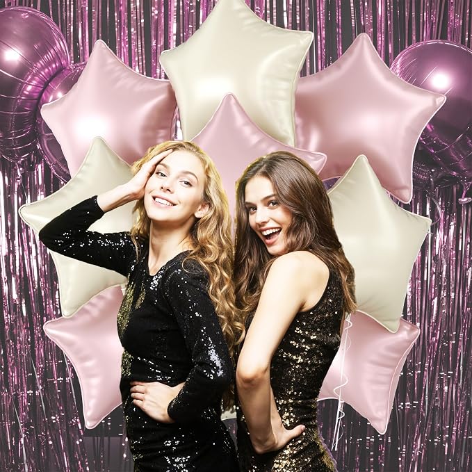 Biapian Baby Pink Star Foil Balloons, 18 Inch Stars Balloons - Image 6