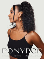 Frodio Clip in Ponytail Extension Human Hair for women 26 Inches Long Water Wave Curly Extension Ponytail Natural Color