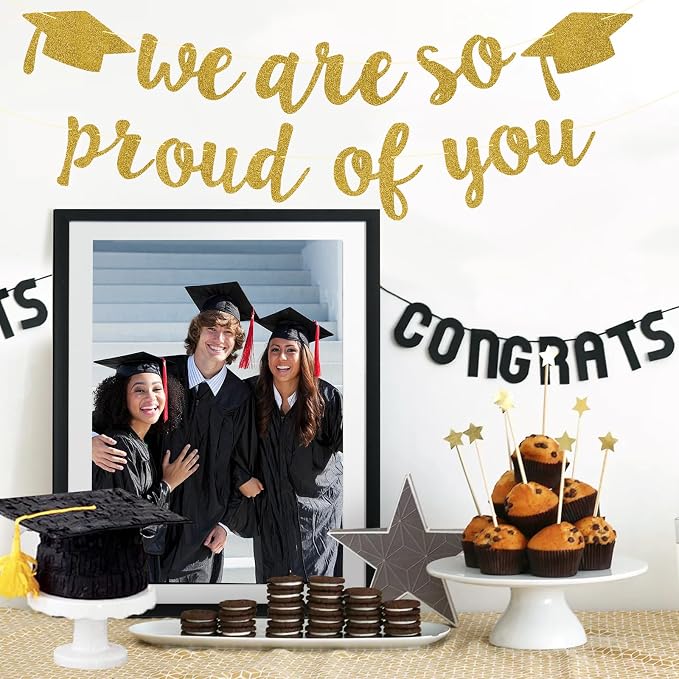 2026 Graduation Decorations Pre-Strung Blingbling We Are So Proud of You Banner - Image 6