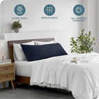 Bare Home Microfiber Body Pillow Cover - Ultra Soft - Cooling Pillowcase - Double Brushed - Pillowcase with Zipper Closure - Easy Care (20''x54'' Body Pillow Cover, Midnight Blue)
