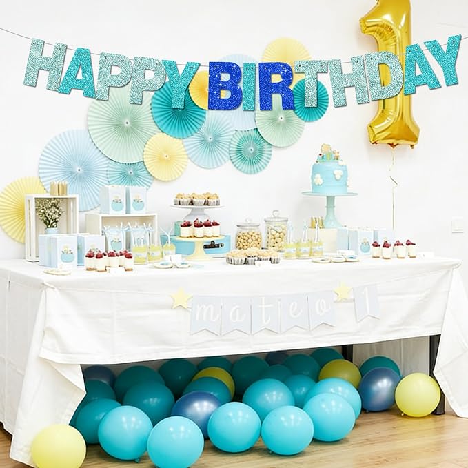 BEISHIDA Glitter Blue Mix 116 PCS A-Z DIY Letter Custom Banner Party Decor | - Image 5