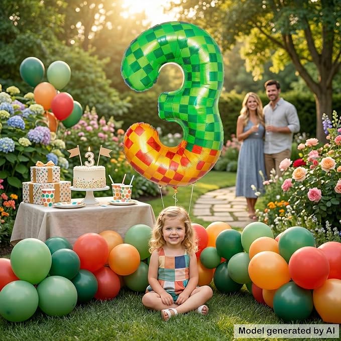 40 Inch Pixelated Number 3 Foil Balloon - Image 6