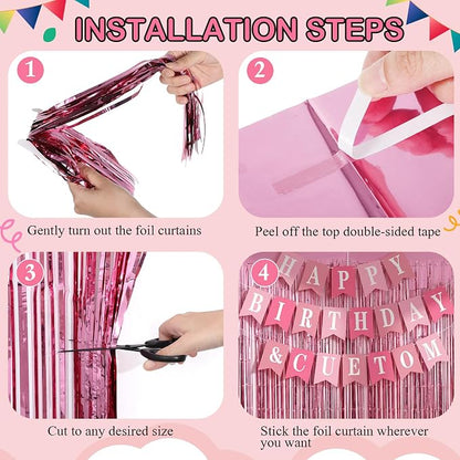 Mooliwe 173 Pcs DIY Custom Banner Foil Curtain Kit, 20 Paper Pennant, 148 - Image 5