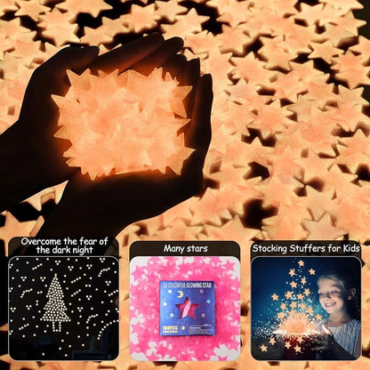 AM AMAONM 100pcs Glow in The Dark Luminous Stars Fluorescent Noctilucent - Image 4