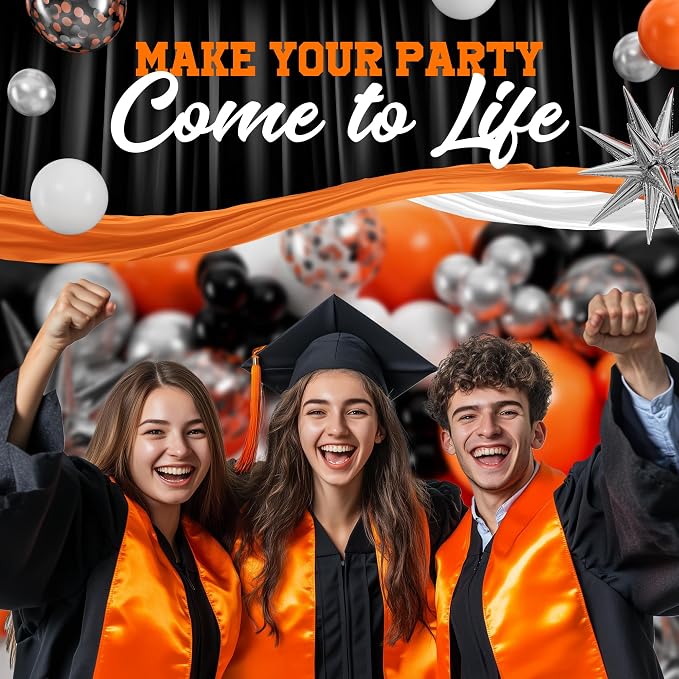 ALL-IN-1 Orange Black White Balloons Arch Kit - Image 7