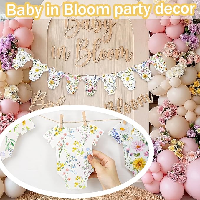 Frienda Baby in Bloom Paper Banner Wildflower Dress Bodysuit Garland Outfit Set - Image 7