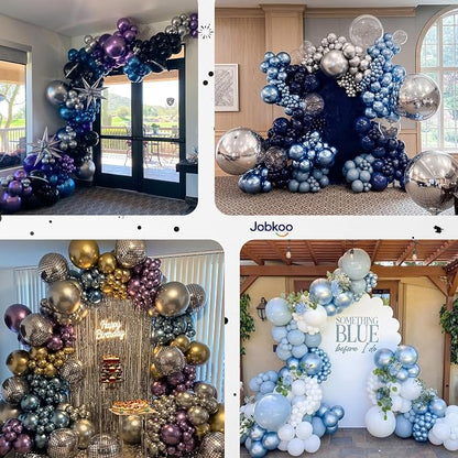 Jobkoo Metallic Blue Balloons, 12 Inch Chrome Light Baby Blue Latex Balloon | - Image 6