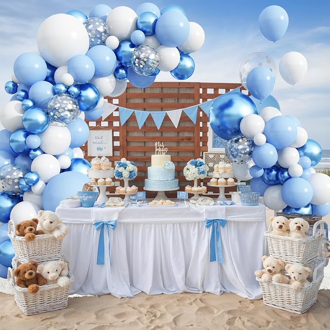 Blue Balloon Arch Kit 86Pcs Pastel Blue White Balloons Garland Kit - Image 4