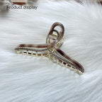 Large Metal Acetate Hair Claw Clips with Rhinestones, Gold Metal Hair Claw for Thick Hair, Strong Hold Non Slip Gold Hair Clips & Acetate Rhinestone for Women（Mermaid Amber）