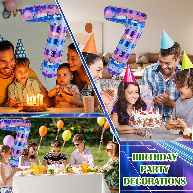40 Inch Video Game Themed Number 7 Balloon, Birthday Party Decorations | Large - Image 7